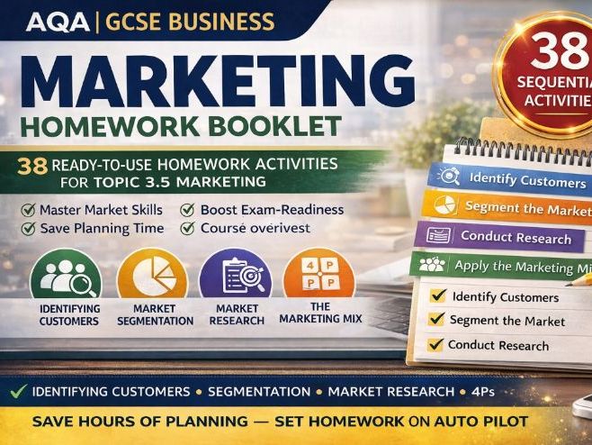 AQA GCSE Business Marketing Homework Activities for Topic 3.5 (Full Year)