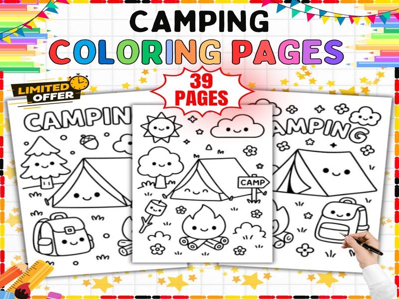 Camping Coloring Pages | 39 Printable Sheets | Summer Outdoor Activity for Kids