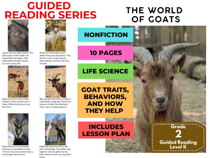 Guided Reading Level K - The World of Goats (with Lesson Plan)