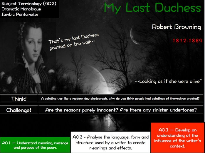 My Last Duchess - Robert Browning - AQA Poetry - Power and Conflict