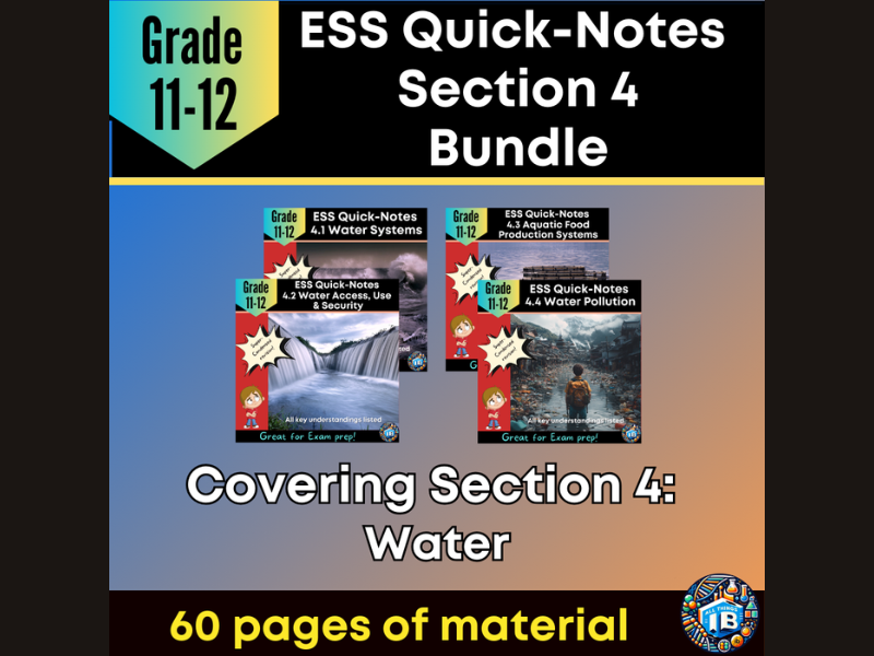 IB DP ESS Quick Notes Bundle: Topic 4 Water Condensed Revision 2026