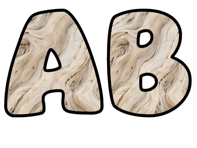 Driftwood Pale Timber Bubble Letters | Botanical Bulletin Board Letters | Classroom Display Pack