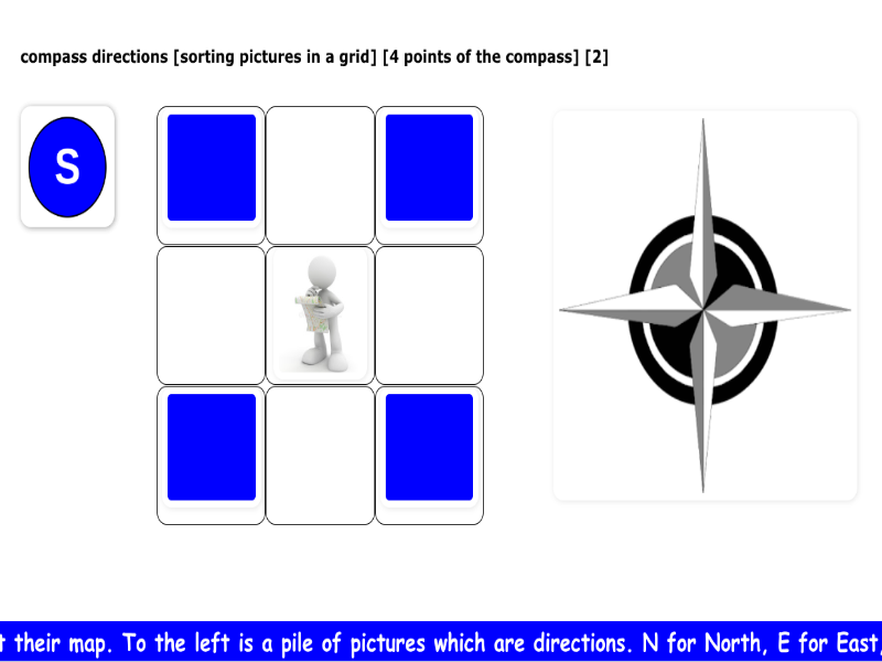 compass directions [sorting pictures in a grid] [4 points of the compass] [2]