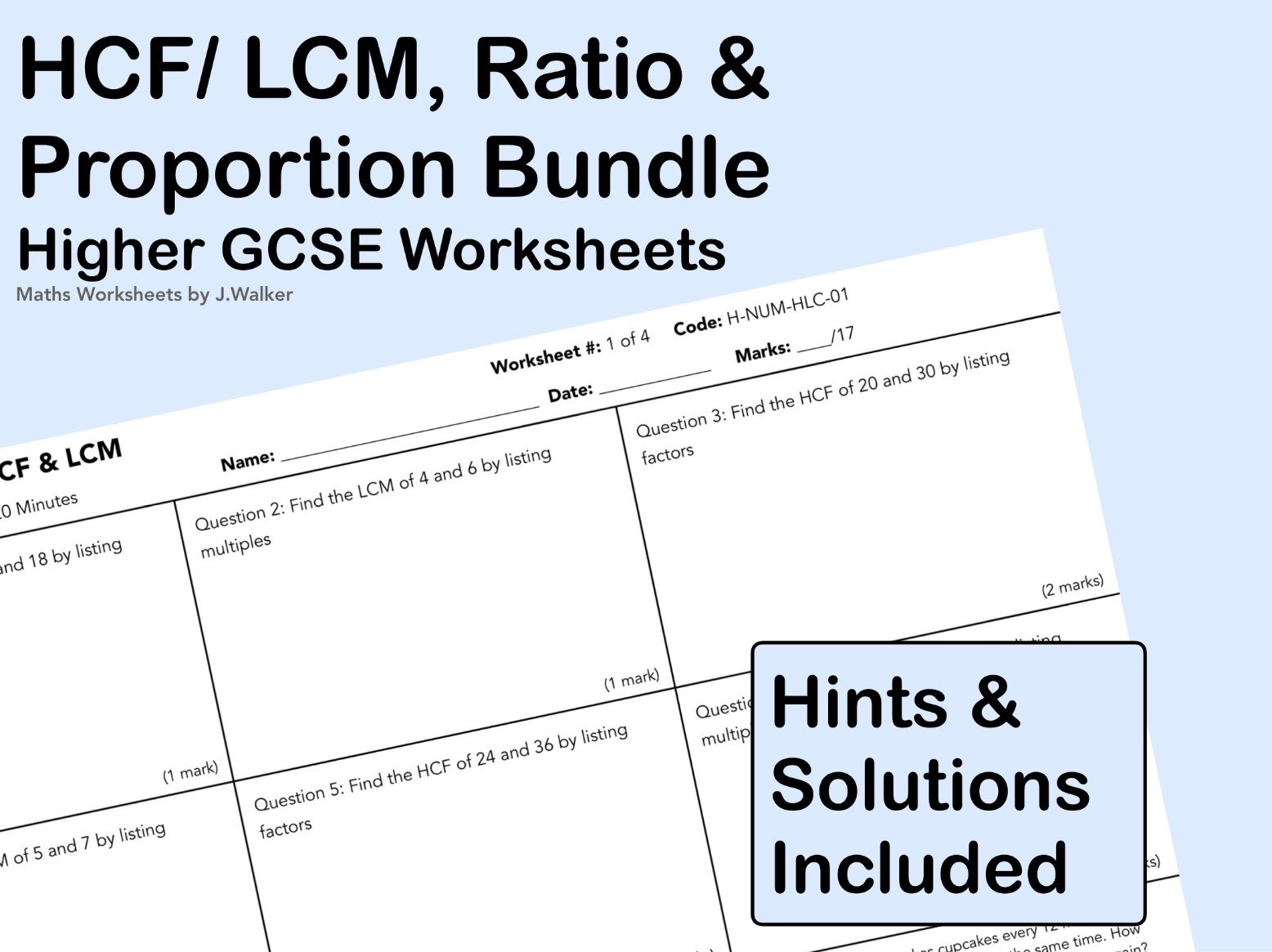 GCSE Maths: HCF/ LCM, Ratio & Proportion Bundle - Higher Tier