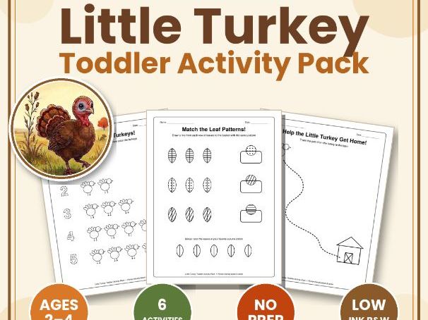 Thanksgiving Toddler Activity Pack | 6 Fun & Hands-On Activities for Ages 2–4