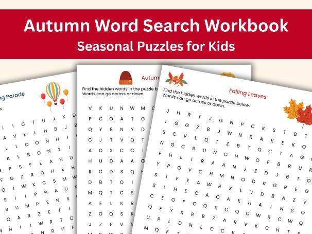 Autumn Word Search Workbook – 20 Seasonal Puzzles for KS1