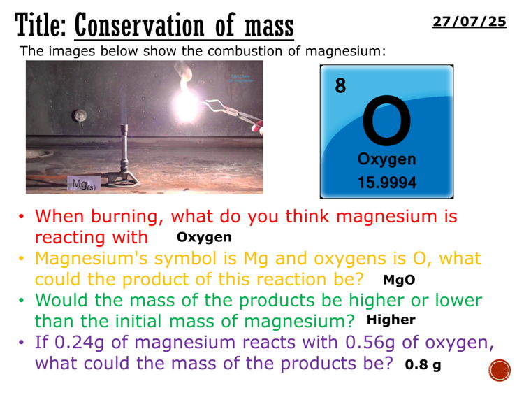 Conservation of mass - complete lesson (KS3)