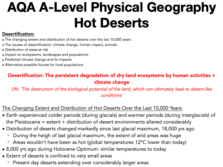 AQA A Level Geography: Hot Deserts - Desertification