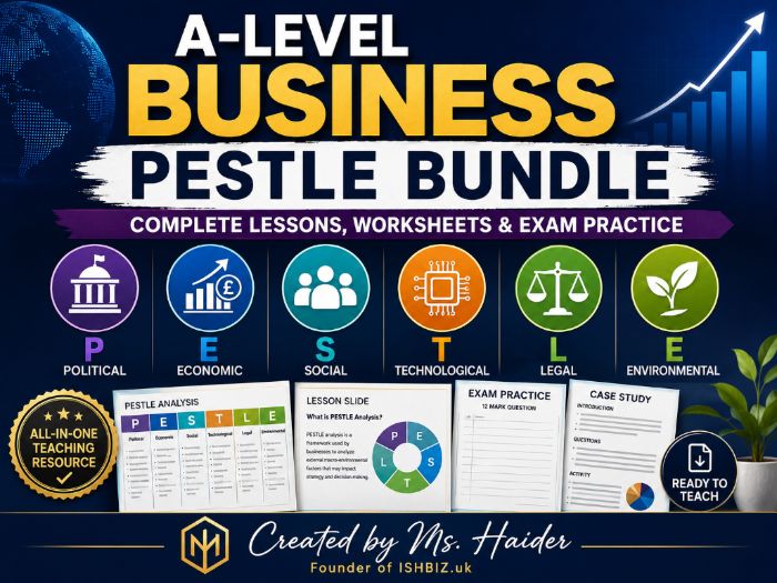 A-Level Business PESTLE: Complete 7-Week Teaching Bundle - PowerPoints, Worksheets & Model Answers