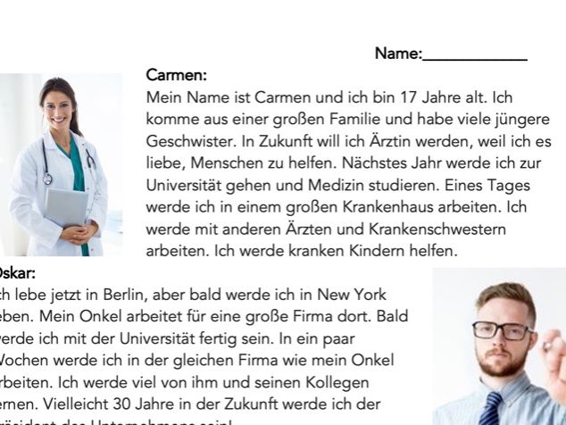 German Reading In Future Tense Deutsch Lesung Mit Zukunft Werden 