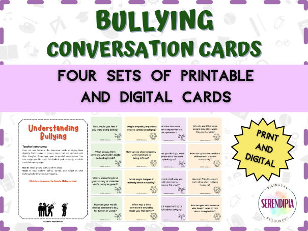 Bullying Prevention Conversation Starters Cards Debate | SEL Activities Empathy | KS3 KS4 Activities