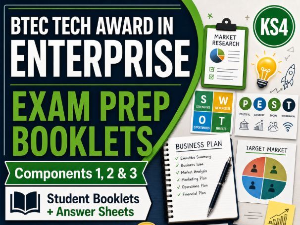BTEC Tech Award in Enterprise Exam Prep Booklets | All Components | Student Booklets and Answers