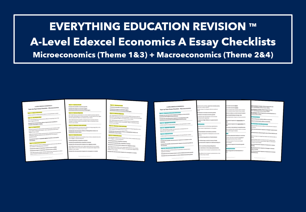 *RESOURCE BUNDLE* A-Level Edexcel Economics A Specification Essay Question Checklists Bundle for All Themes 1-4