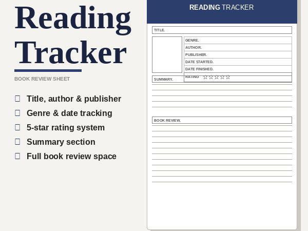 Book Review Template for Students | Reading Tracker & Book Report Printable