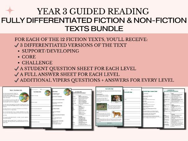 Year 3 Guided Reading MEGA Bundle | 36 Differentiated Texts (Fiction & Non-Fiction)