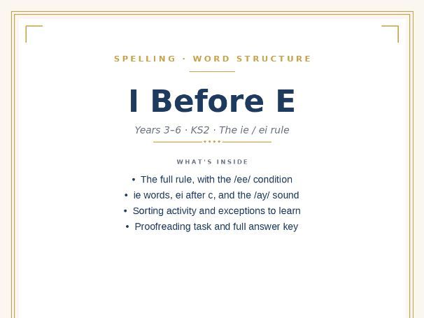 I before E Spelling Pack