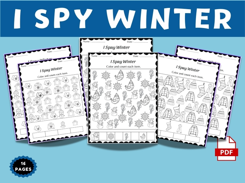 I Spy Winter Worksheets - Winter Counting Sheets