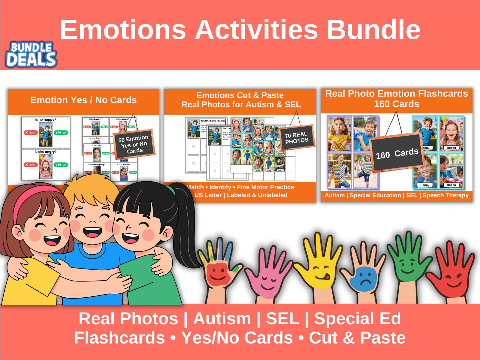 Emotions Activities Bundle – Flashcards, Yes/No Cards & Matching | Autism SEN SEL