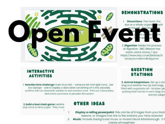 Biology Open Evening Ideas