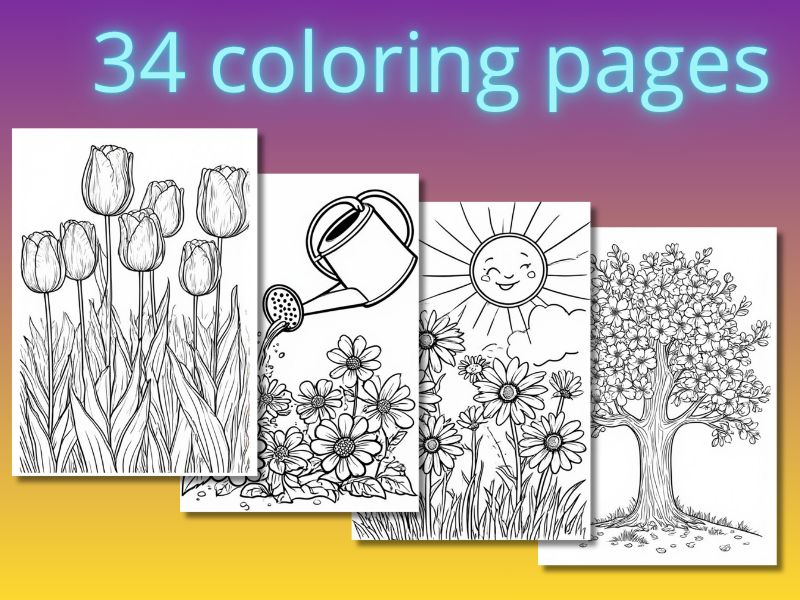 Spring Awakening: 39 Floral Coloring Pages for Kids