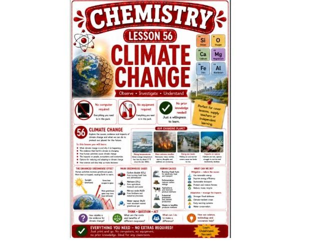 Chemistry cover lesson 56: Climate change (Ch56) science stand alone cover