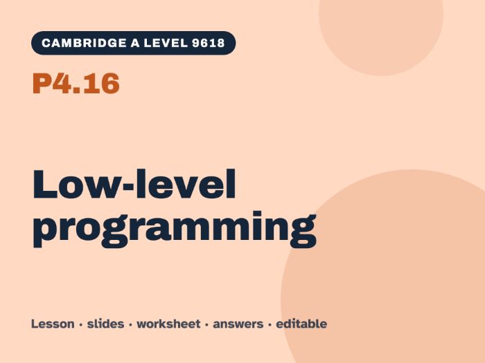 Cambridge A Level Computer Science 9618 – P4.16 Low-level programming – Lesson & Worksheet