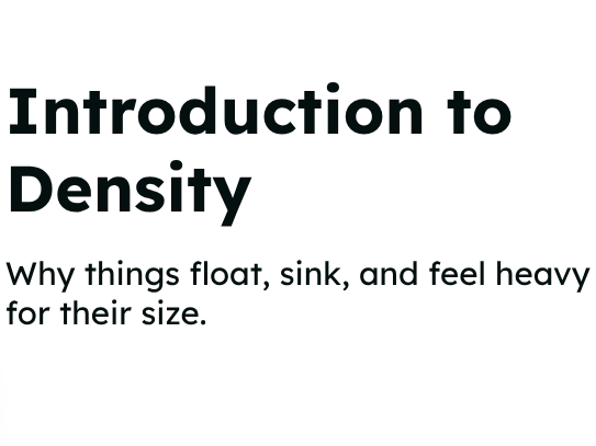 Y8 - Matter - Introduction to Density