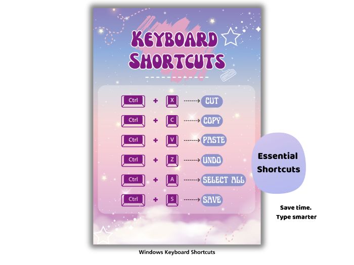 Keyboard Shortcuts Poster – Computer Lab Classroom Display