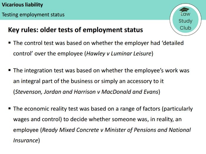 Vicarious liability - Lesson slides (OCR A-level law)