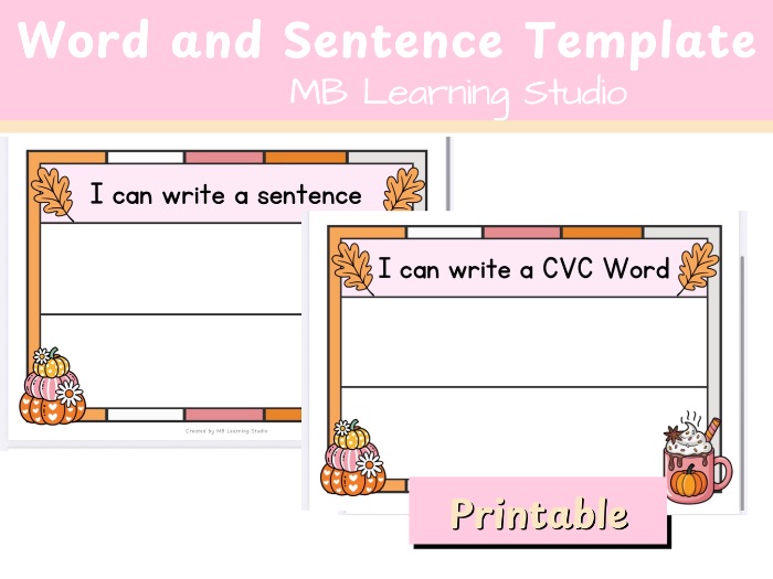 Autumn CVC Words & Sentence Writing Template – Phonics and Writing Activity