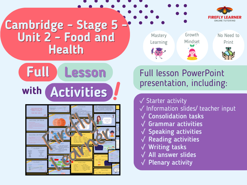 Cambridge - ESL - Grade 4/ Stage 5 - Unit 1 - Food & Health Lesson