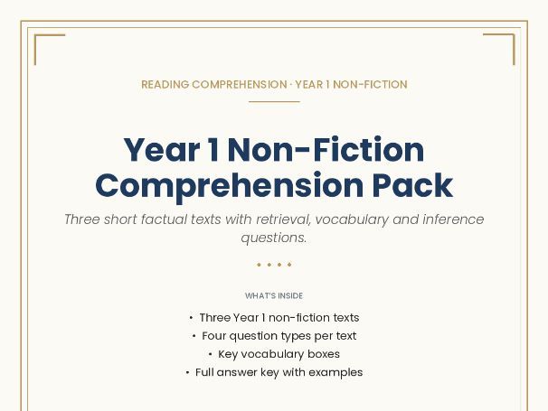 Year 1 Non-Fiction Comprehension Pack