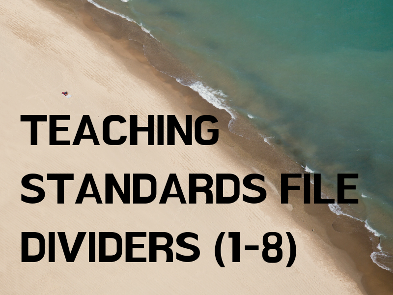 Teaching Standards 1-8 Evidence File Dividers