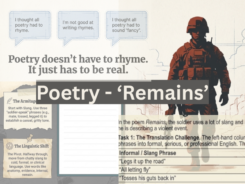 Simon Armitage ‘Remains’ & Creative Poetry Masterclass: Slang, Trauma & Memory (KS3/KS4)
