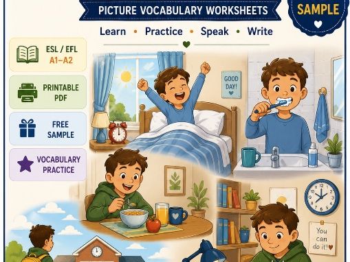 Daily Routines ESL Worksheets | A1–A2 English Activities (PDF)