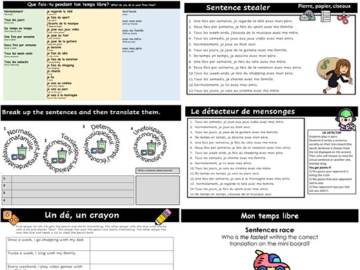 Mon temps libre - Free time in French