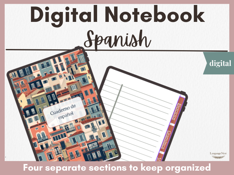 Spanish Digital Notebook | Spain Theme | Grammar, Vocabulary, Verbs & Exercises Notebook