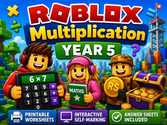 Year 5 Roblox Multiplication Word Problems – Fun Maths - PDF + Interactive (Differentiated)
