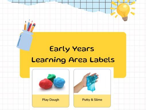 Early Years Learning Area Labels For Home or School ages 3-7