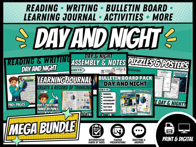 Day and Night Mega Bundle | KS2 Science & English | Reading, Writing & Activities