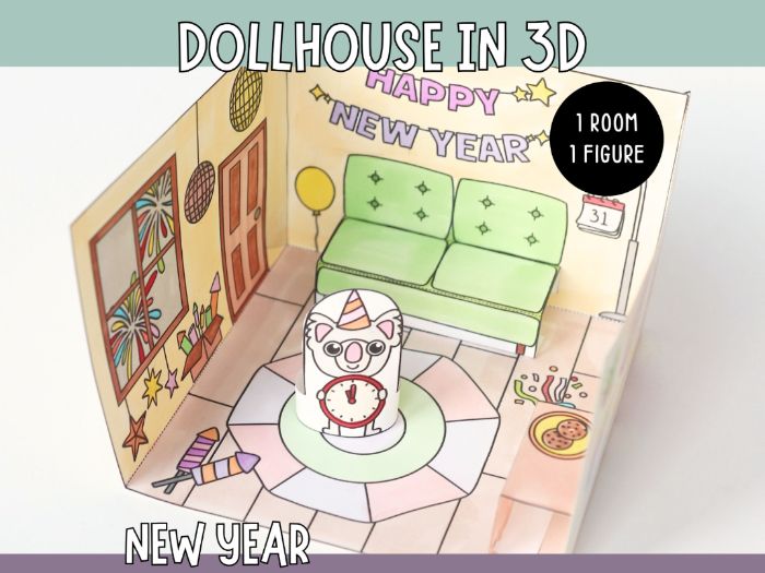 Dollhouse in 3D Craft - New Year