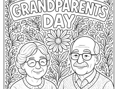 Lovely Grandparent's Day mindful colouring sheet