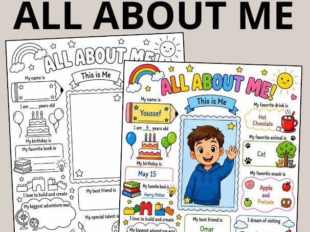 All About Me Worksheet, Back to School, Get To Know Me Icebreaker, My Favorites
