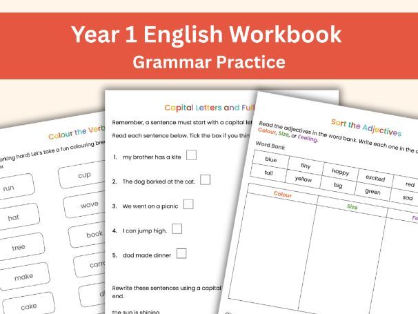Free Year 1 Grammar Skills Workbook | 26 Printable Worksheets for English Practice