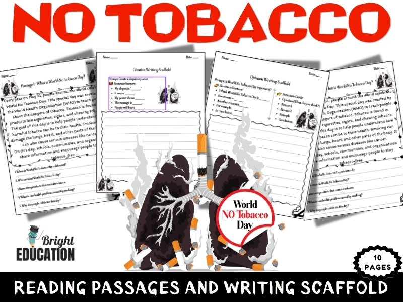 World No Tobacco Day | Reading Passages & Writing Scaffold (Grades 4–5)