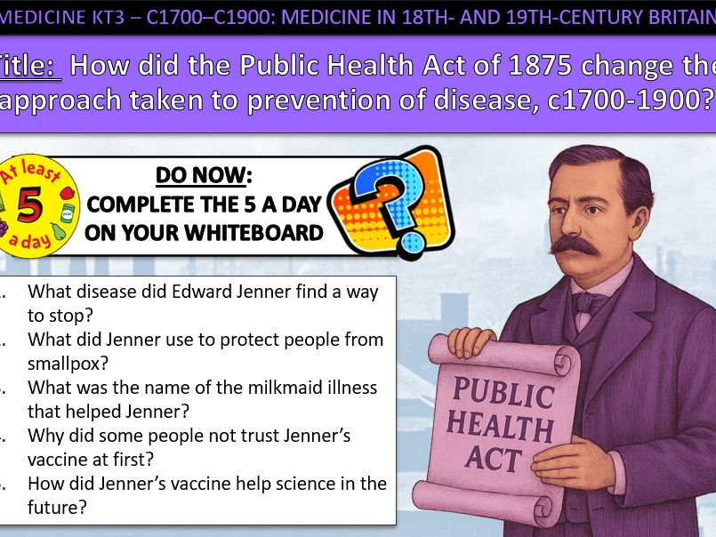 History GCSE Medicine Edexcel KT3 L8 Public Health Act Industrial c1700-1900 (Fully Resourced).