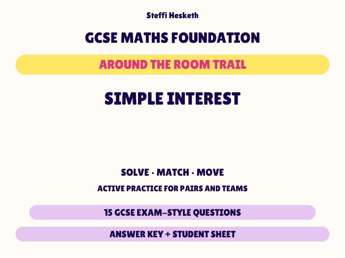 GCSE Foundation Maths Simple Interest | Around the Room Trail