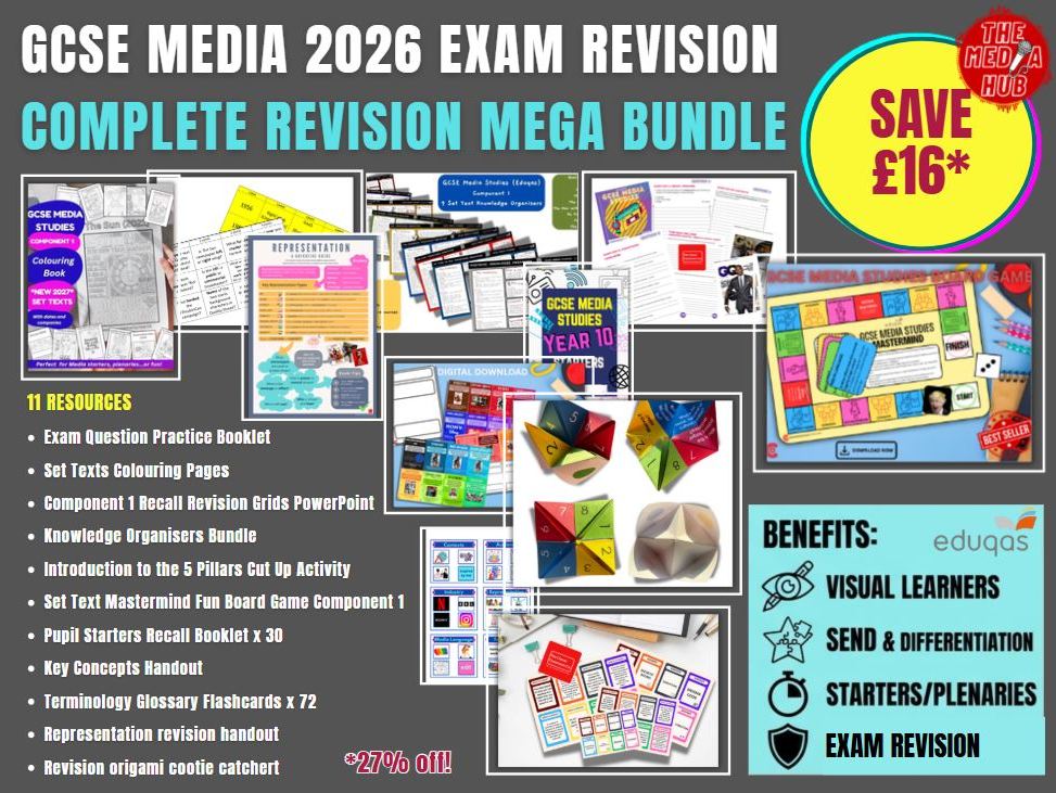 GCSE Media Studies Eduqas 2026 | Complete Revision Mega Bundle | Component 1 | Exam Ready | 11 Resources