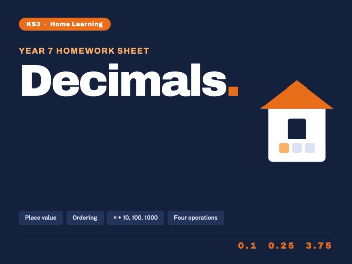 Year 7 Maths | Decimals | Homework