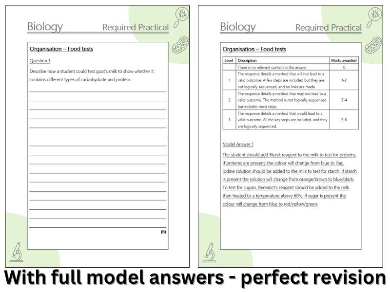 AQA Food test Required practical extended response Q&A